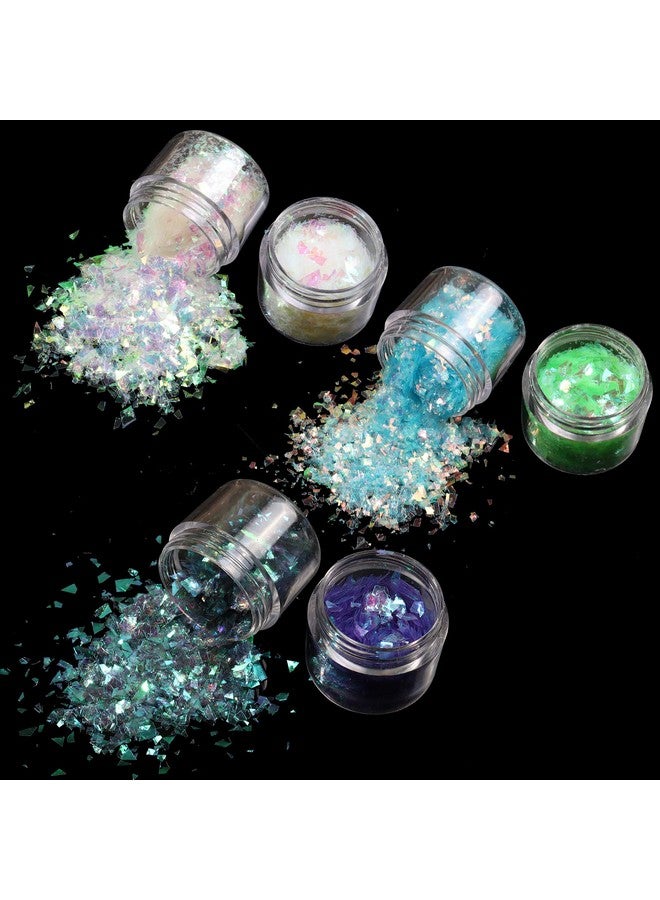 Allstarry 12 Colors Mermaid Nail Chunky Glitter Ultrathin Fluorescent Glass Paper Irregular Iridescent Sequin Flakes Glitters Sticker For Nails Art Decoration Hair Eyes Face Body Diy Craft - Image 5