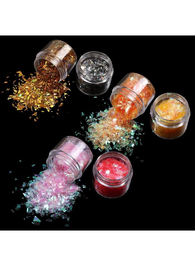 Allstarry 12 Colors Mermaid Nail Chunky Glitter Ultrathin Fluorescent Glass Paper Irregular Iridescent Sequin Flakes Glitters Sticker For Nails Art Decoration Hair Eyes Face Body Diy Craft - Image 4