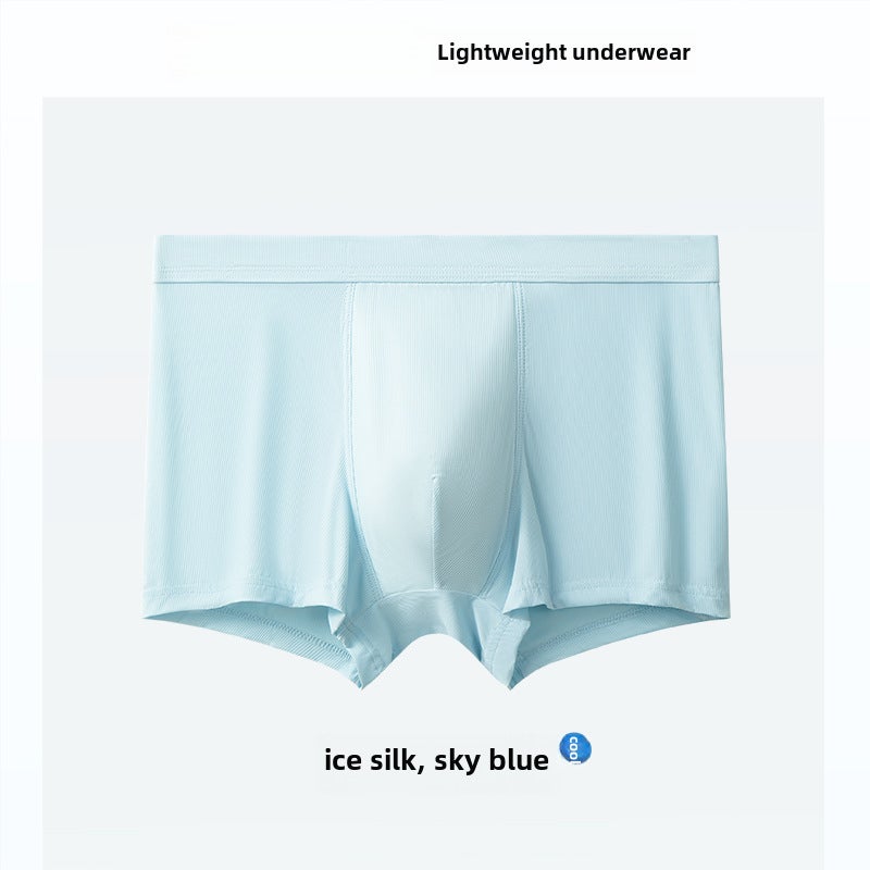 Mens Ice Silk Boxer Briefs Breathable Antimicrobial sky blue  - Image 1
