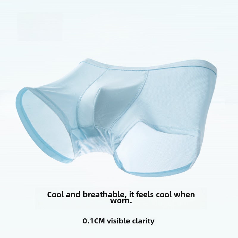 Mens Ice Silk Boxer Briefs Breathable Antimicrobial sky blue  - Image 4