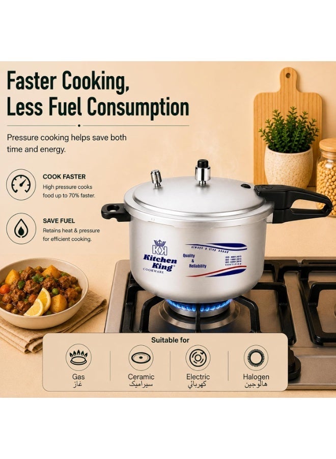 Kitchen King 5 litrLiters kk Kitchen King Feast Pressure Cooker, 4 Point Safety System, Smart Cooking Technology, Promotes Healthy Cooking, PFOA Free, Energy Saving Meals for Professionals & Home Use (5 Liters) silver - Image 5
