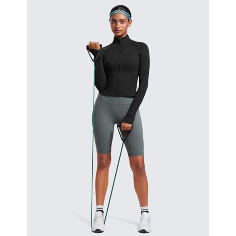 CRZ YOGA Butterluxe Womens Cropped Slim Fit Workout Jackets - Weightless Track Athletic Full Zip Jacket with Thumb Holes - Image 3
