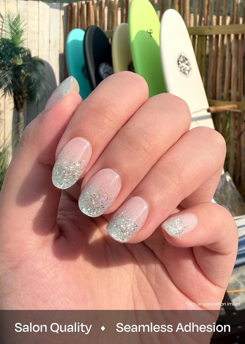 ohora Semi Cured Gel Nail Strips (N Bubble Bomb) - Works with Any Lamps, Salon-Quality, Long Lasting, Easy to Apply & Remove - Includes 2 Prep Pads, Nail File & Wooden Stick - Image 4