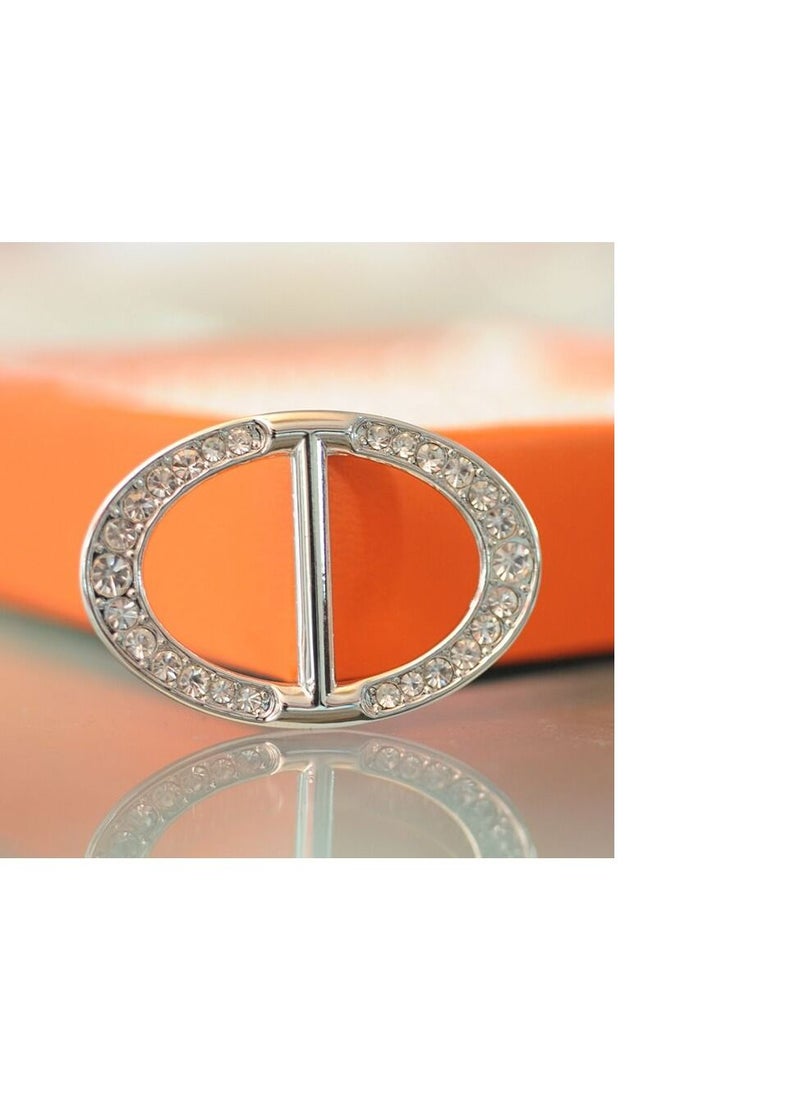 RARELY - 3Set Rhinestone Metallic Scarf Buckle Ring Holder - Image 1
