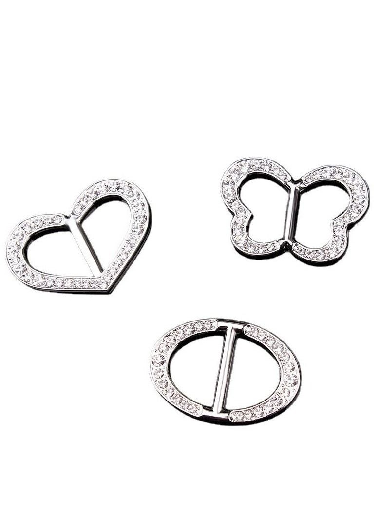 RARELY - 3Set Rhinestone Metallic Scarf Buckle Ring Holder - Image 1