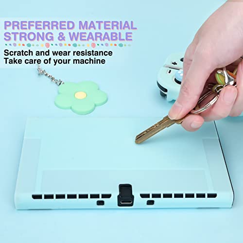DLseego Purple Switch OLED Case Set Carrying Case with 10 Slots Babyblue Protective Dockable Hard Shell with 4PCS Cute Cat Paw Thumb Grips Caps and 1PC Flower Blossom Chain for Switch 2021 Version - Image 4