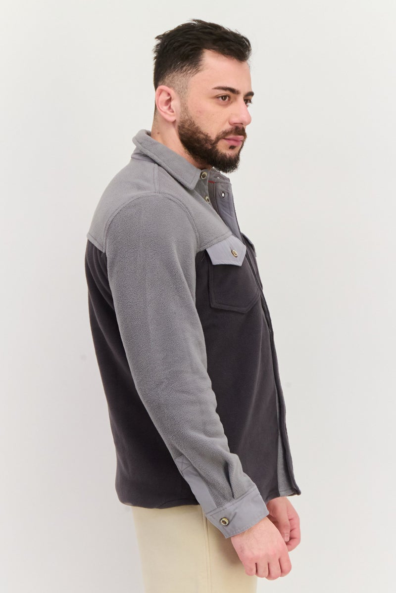 Avalanche Men Sportswear Fit Long Sleeves Outdoor Jacket Shirt, Light Grey - Image 4