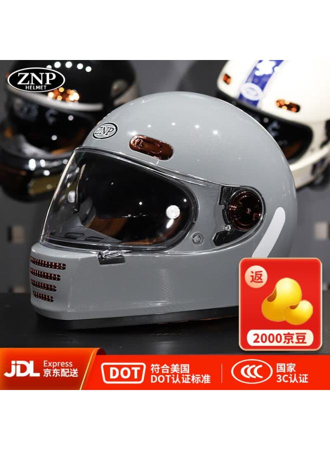 Znp Am912 Cement Gray 2XL New National Standard Class A Retro Motorcycle Electric Scooter Full Face Helmet Uni All-season