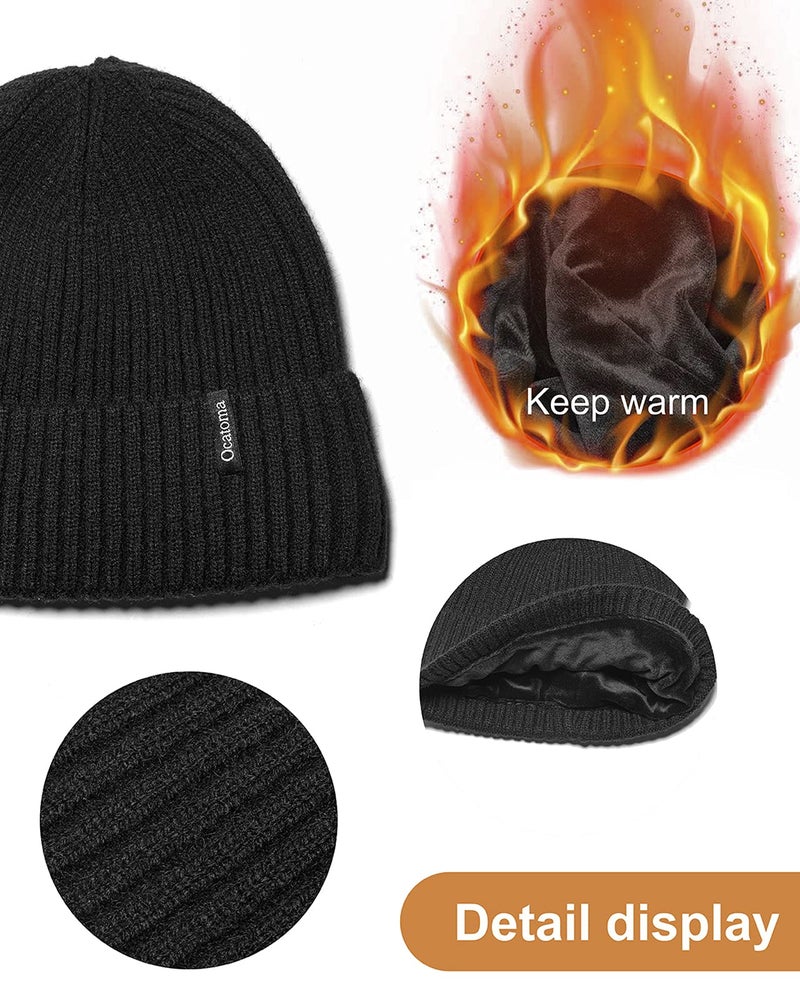 Ocatoma Beanie for Men Women Warm Winter Knit Cuffed Beanie Soft Warm Ski Hats Unisex Ginger Yellow - Image 3