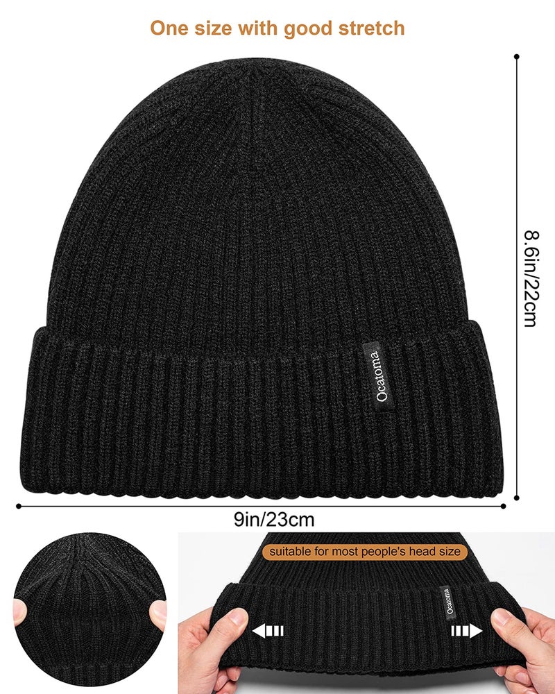 Ocatoma Beanie for Men Women Warm Winter Knit Cuffed Beanie Soft Warm Ski Hats Unisex Ginger Yellow - Image 2