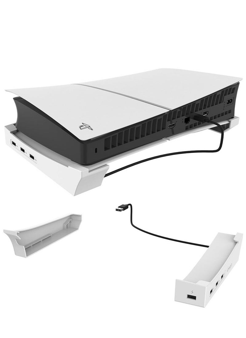 PS5 Slim Console with 4-Port USB Hub for Horizontal Stand Only , Base Stand Accessories for Playstation 5 Slim(Disc u0026 Digital Edition), Holder for PS5 Controller Charging(Not for Regular PS5) - Image 1