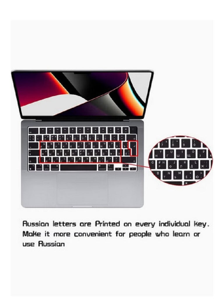Ntech NTECH UK Layout Russian Keypad Cover Compatible for MacBook New Air 13.6 2022 M2 Chip Liquid Retina/MacBook Pro 14 inch 2022 M1 Pro/M1 Max A2442 and MacBook Pro 16 inch 2022 M1 Pro/M1 Max A2485 BlacK  - Image 3