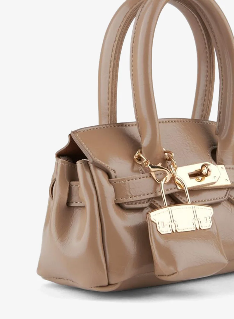 Women's Box Dark Violet Charm Gift Design Twist-Lock Hand, Arm, and Shoulder Bag.