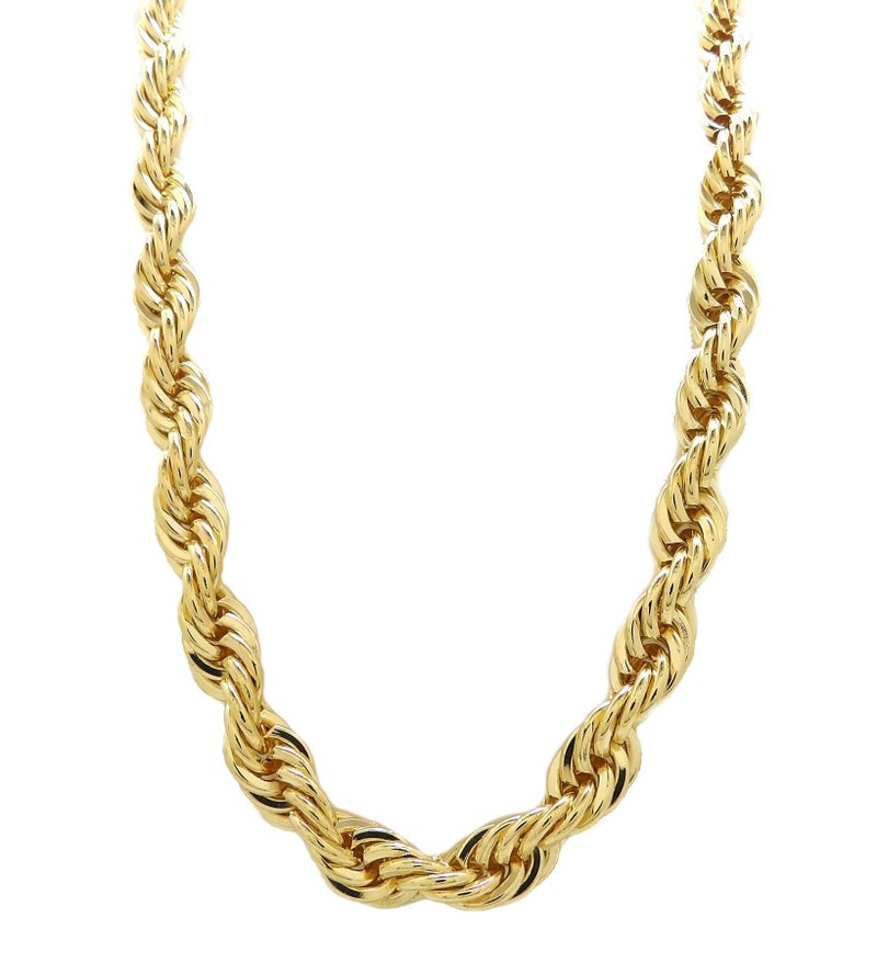 Fashion 21 Hip Hop 80' Unisex Rapper's 8mm, 10mm Various Size Hollow Rope Chain Necklace in Gold, Silver Tone (Gold - 10mm 26" Rope Chain) - Image 1