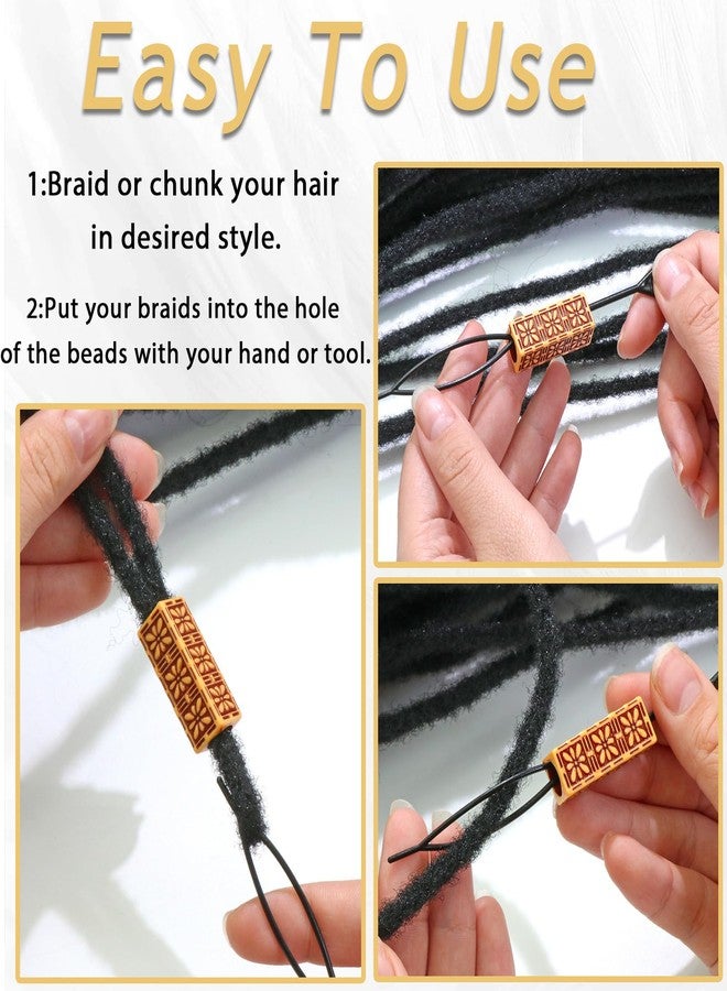 VENOFEN 36PCS Wooden Hair Beads for Braids - Long Tube Dreadlock Loc Jewelry - Multi Style Wood Decoration Braid Accessories for Women and Men - Image 5