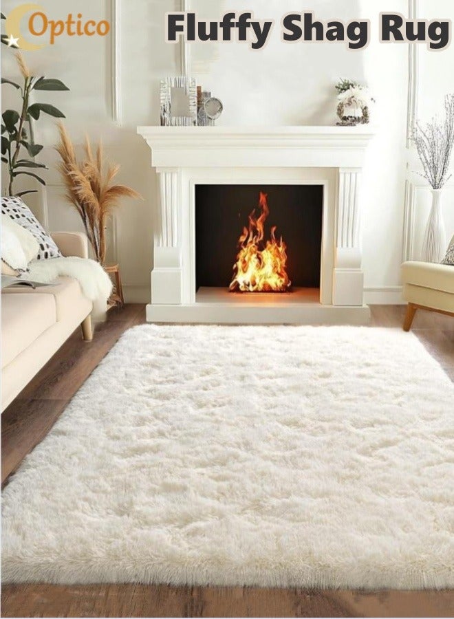 Optico Modern Soft Fluffy Large Shaggy Rug for Bedroom Livingroom Dorm Kids Room Indoor Home Decorative, Non-Slip Plush Furry Fur Area Rugs Comfy Nursery Accent Floor Carpet - Image 1