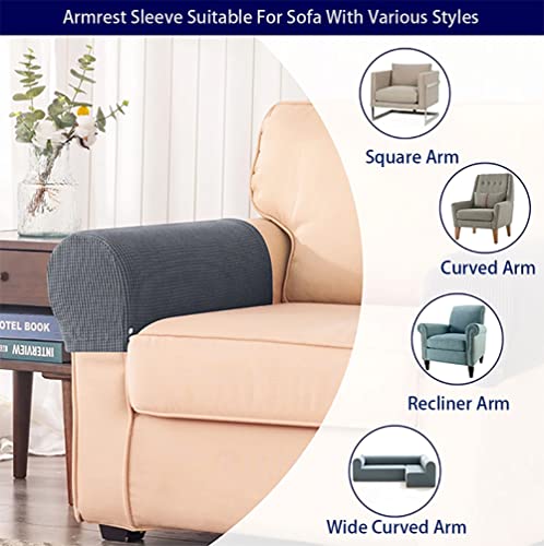 Chaexii Premium Polyester Sofa Arm Cover, Scratch Resistant Protector Covers,Elastic Armrest Covers for Square/Curved/Sloping Couch Armrests, 2Pcs- Warm White - Image 5