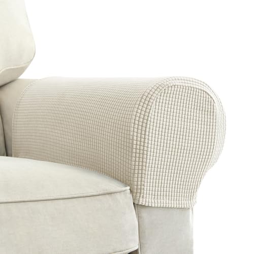 Chaexii Premium Polyester Sofa Arm Cover, Scratch Resistant Protector Covers,Elastic Armrest Covers for Square/Curved/Sloping Couch Armrests, 2Pcs- Warm White - Image 1