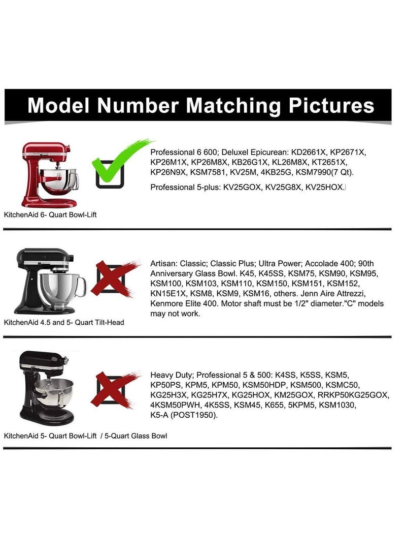 SYOSI Flex Edge Beater for KitchenAid Mixer 6 Quart Bowl-Lift Stand Mixer, Beater with Silicone Edge, Perfect 6 QT Bowl-Lift Stand Mixer Attachment, Mixer Accessory - Image 3