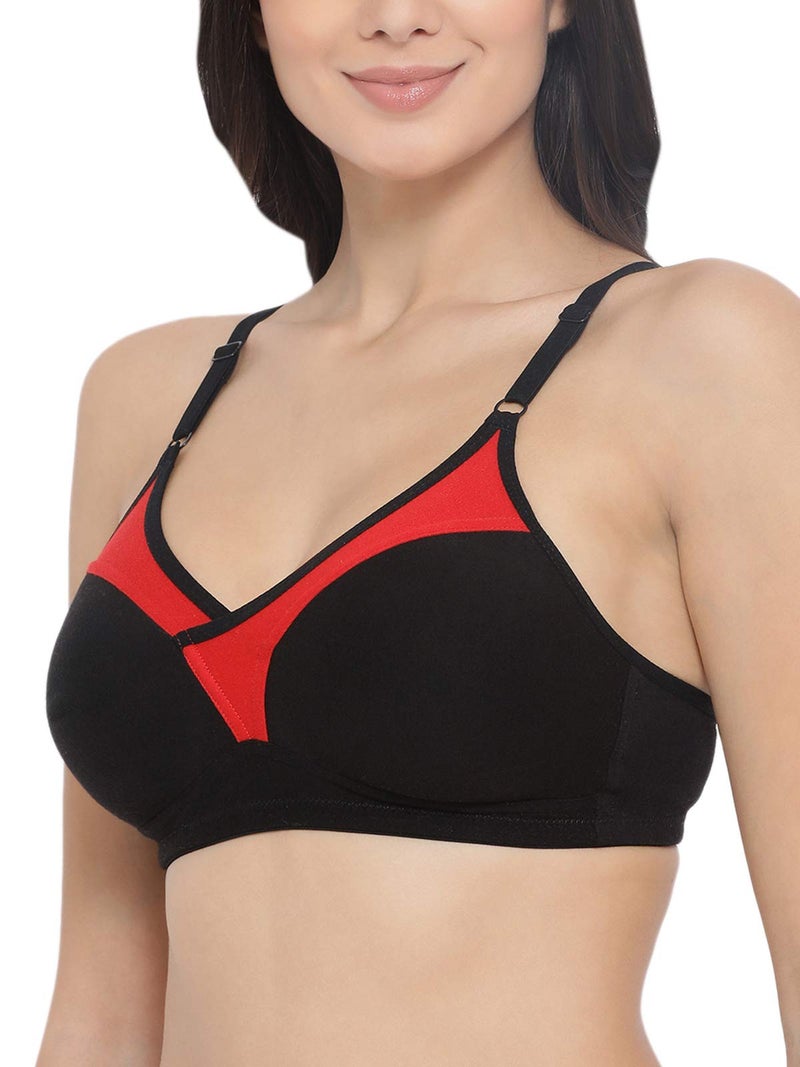 Clovia Women's Cotton Rich Solid Non-Padded Full Cup Wire Free T-Shirt Bra (BR0771P13_Black_32C) - Image 4