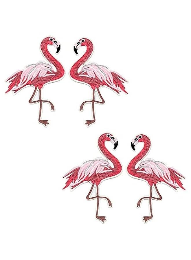 4pcs/Set Parches Red Flamingo Applique Embroidery Patch Clothing Sew-On Iron-On(5.9inch,Pink) - Image 1