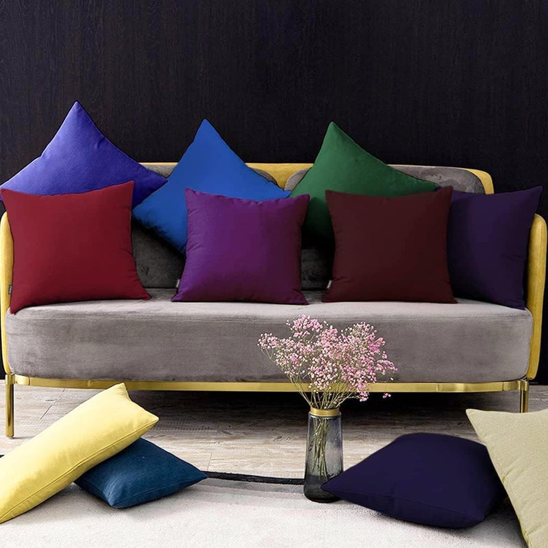 Coddsmz 6 Pack Decorative 100% Cotton Pillow Covers Square Cushion Cover Solid DIY Throw Pillowcase for Home Bed Sofa Halloween Christmas Wine Red 6 Pack-18"" x 18""/45x45cm - Image 3