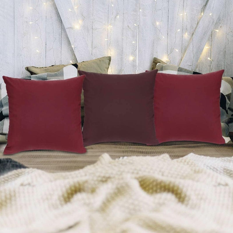 Coddsmz 6 Pack Decorative 100% Cotton Pillow Covers Square Cushion Cover Solid DIY Throw Pillowcase for Home Bed Sofa Halloween Christmas Wine Red 6 Pack-18"" x 18""/45x45cm - Image 4