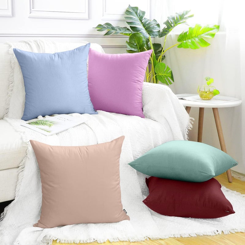 Coddsmz 6 Pack Decorative 100% Cotton Pillow Covers Square Cushion Cover Solid DIY Throw Pillowcase for Home Bed Sofa Halloween Christmas Wine Red 6 Pack-18"" x 18""/45x45cm - Image 2