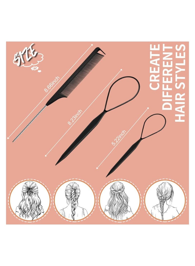 ORiTi Hair Tail 3 PCS Hair Loop Tool Set Comb Metal Pin Tail Braiding Comb for Hair Styling - Image 2