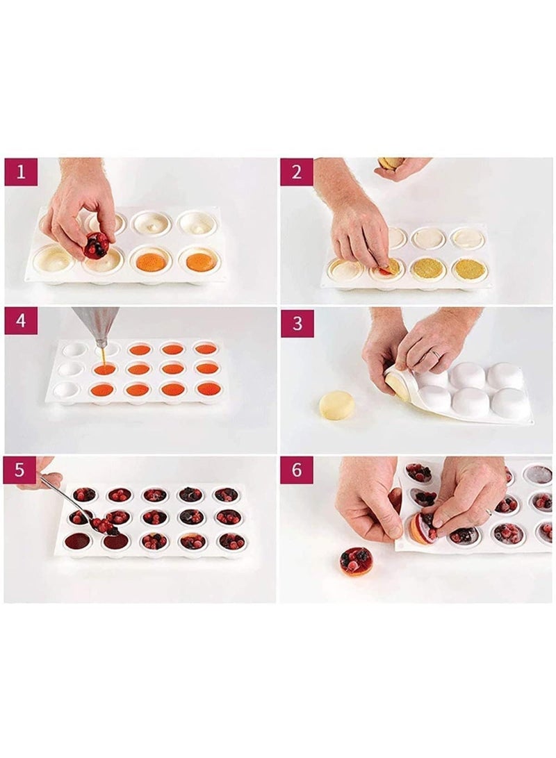 1 Pcs Silicone chocolate molds , Fondant Mould, Cake Mold, DIY baking pudding dessert mold, Tools Kitchen Accessories, 15 round shaped holes(Color : White) - Image 4