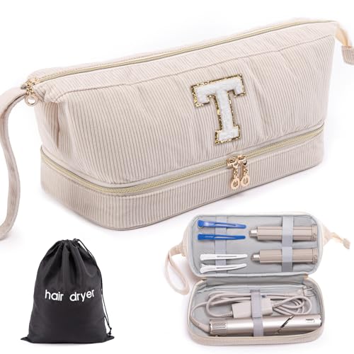 ELCUPA Initial Personalized Hair Dryer Case,Double-Layer Hair Tools Travel Carrying Case for Shark FlexStyle/SmoothStyle with Hair Dryer Bag - Hair Air Wrap Dryer Case Flat Curling Iron Travel Organizer - Image 1