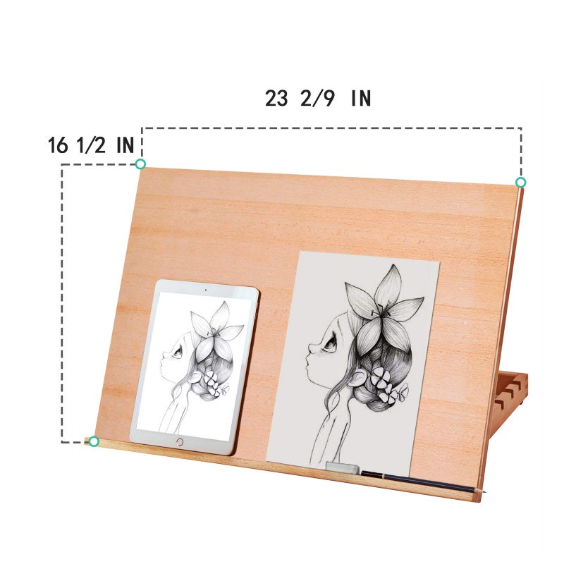 Falling in Art Large 5-Position Wood Drafting Table Easel Drawing and Sketching Board, 23 2/9 Inches by 16 1/2 Inches - Image 3