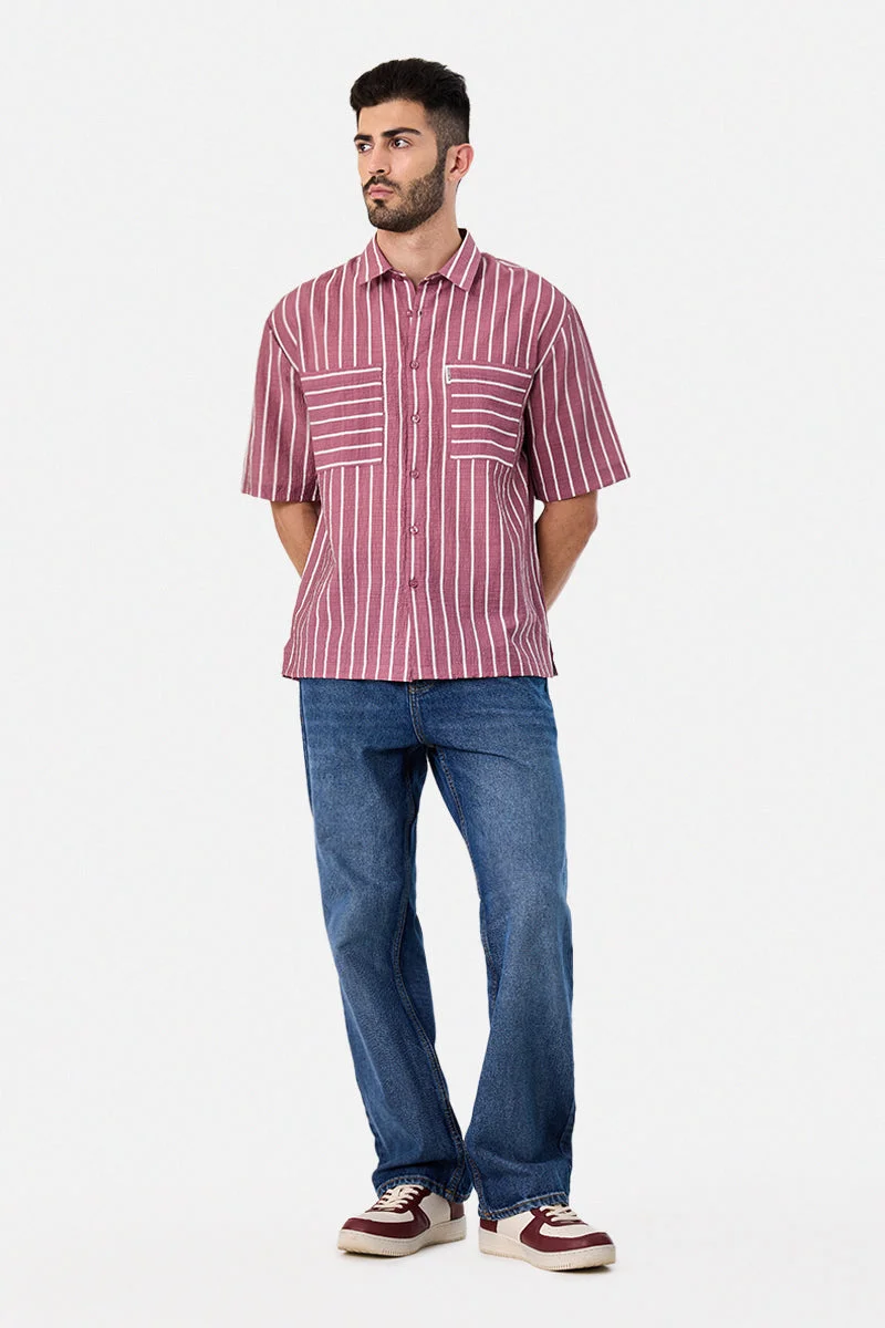 SNITCH Box Fit Double Pocket Stripes Shirt