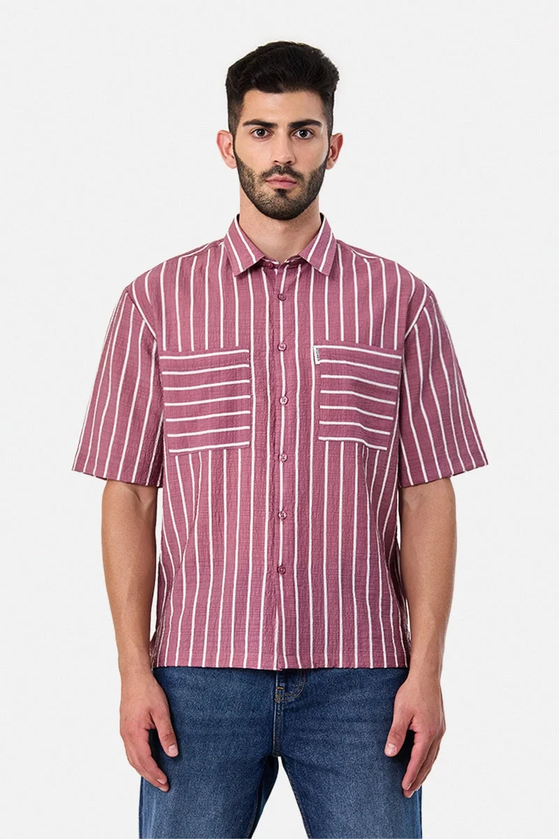 SNITCH Box Fit Double Pocket Stripes Shirt