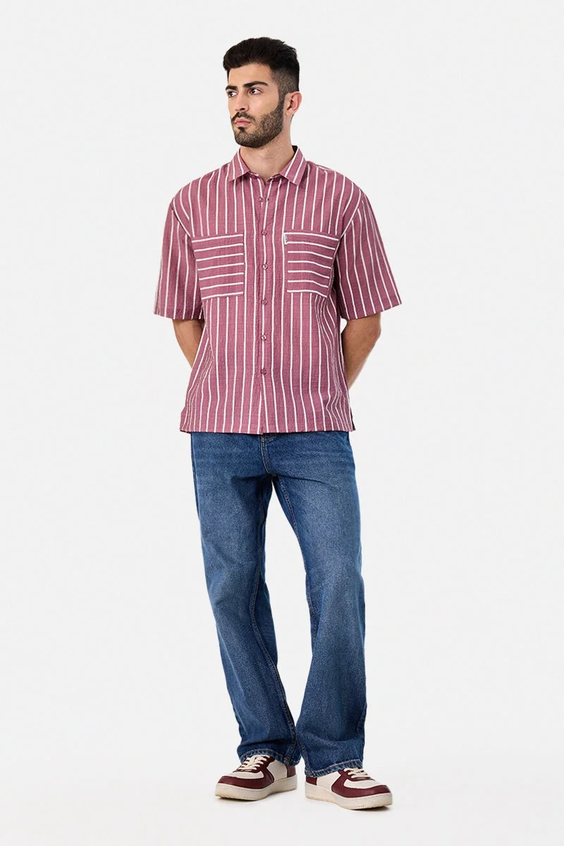 SNITCH Box Fit Double Pocket Stripes Shirt