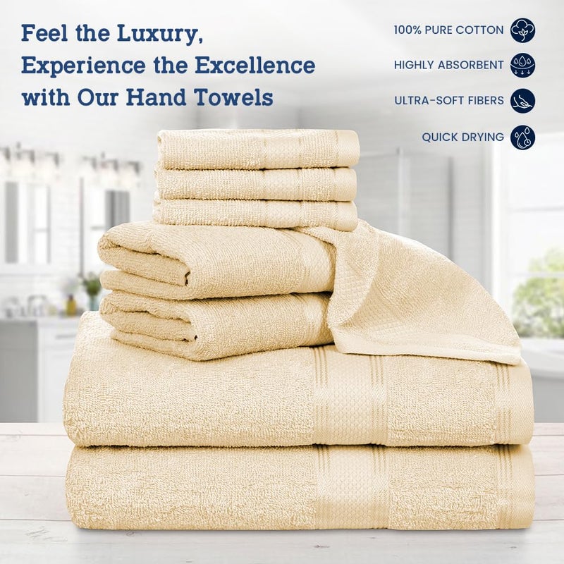 Casa Lino 8 Pc Premium Towel Set  Cotton Towels Set  400 GSM 2 Bath Towel  2 Hand Towel  & 4 Washcloths  Bathroom Set  Head Towels Wrap for Ladies  Gym Towel for Men Workout Linen - Image 1