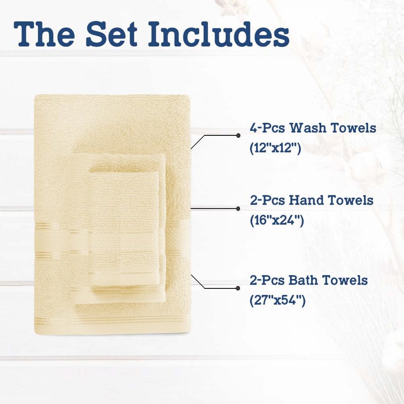 Casa Lino 8 Pc Premium Towel Set  Cotton Towels Set  400 GSM 2 Bath Towel  2 Hand Towel  & 4 Washcloths  Bathroom Set  Head Towels Wrap for Ladies  Gym Towel for Men Workout Linen - Image 3