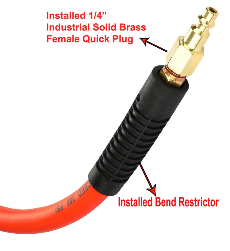 YOTOO Air Hose 3/8 in. x 50 ft, 300 PSI Heavy Duty Hybrid Air Compressor Hose, Lightweight, Kink Resistant, All-Weather Flexibility with 1/4-Inch Industrial Air Fittings and Bend Restrictors, Orange - Image 5