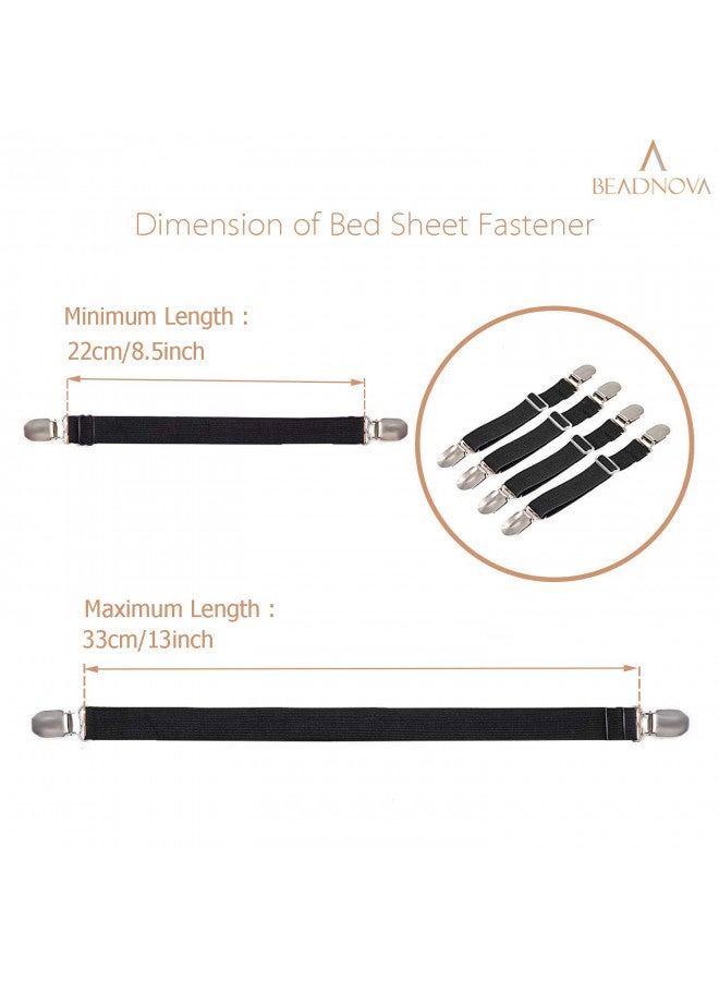 BEADNOVA Bed Sheet Straps 4 Pcs Bed Sheet Holders Fitted Sheet Clips Adjustable Sheet Suspenders Mattress Fasteners Gripper Corner Clips for Bed Mattress Cover Fitted Bed Sheets Sofa Cushion - Image 2