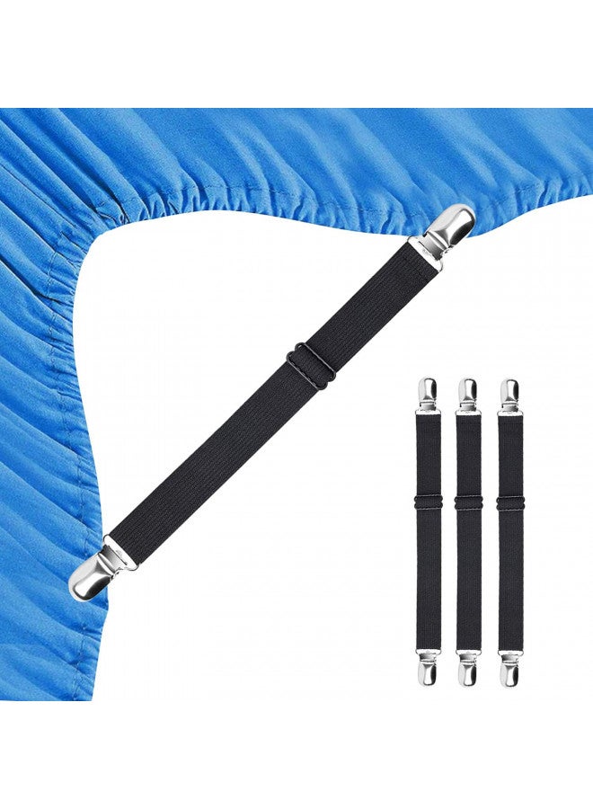 BEADNOVA Bed Sheet Straps 4 Pcs Bed Sheet Holders Fitted Sheet Clips Adjustable Sheet Suspenders Mattress Fasteners Gripper Corner Clips for Bed Mattress Cover Fitted Bed Sheets Sofa Cushion - Image 1