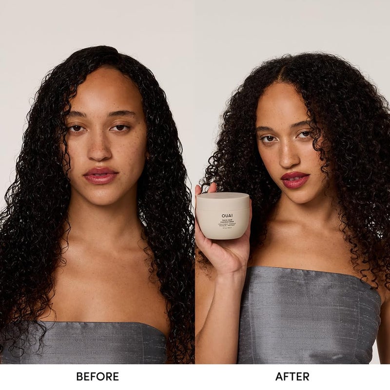OUAI Thick Hair Mask - Deep Conditioning Hair Mask with Almond Oil, Olive Oil, & Hydrolyzed Keratin to Restore Damaged Strands - Phthalate & Paraben Free (8 fl oz) - Image 2