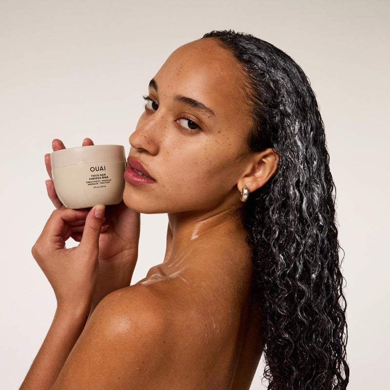 OUAI Thick Hair Mask - Deep Conditioning Hair Mask with Almond Oil, Olive Oil, & Hydrolyzed Keratin to Restore Damaged Strands - Phthalate & Paraben Free (8 fl oz) - Image 5