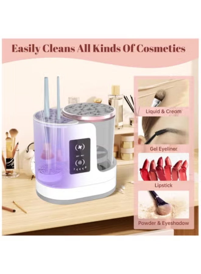 BOLREUS Electric Makeup Brush Cleaner Machine, 3 IN 1 Automatic Make up Brush Cleaner with Makeup Brush Dryer,Portable USB Deep Quick Cleaning Tools for All Size Makeup Brush Set, Blush Brush, Sponges - Image 4