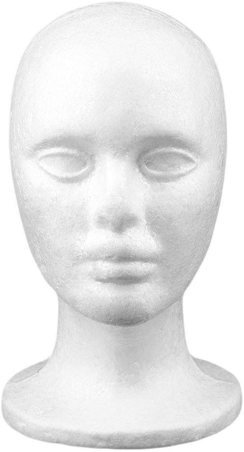 Polystyrene Male Display Head Dummy Styrofoam Female Mannequin Head Wigs Hats Glasses Display Model Stand White