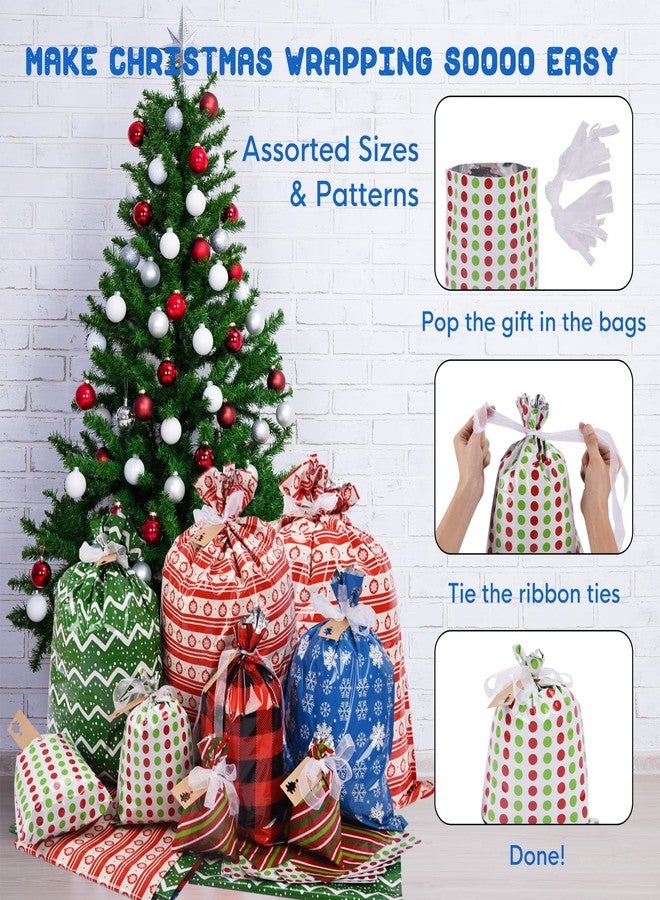 VIMUSFUN Christmas Drawstring Gift Bags 34pcs Assorted Wrapping Bags Upgraded Christmas Goodie Bags - Image 5