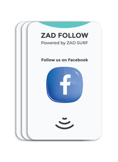 Pack of 3 Zad Follow. Facebook Follows NFC Card from (Zad Surf) allowing you boosting follows - iOS and Android