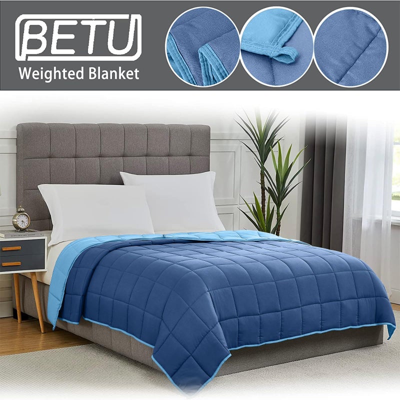 BETU Blue Weighted Blanket for Adults 20lbs, 48"x72"l Twin Full Size Cooling Heavy Throw Blanket for 130-220lbs, Microfiber Soft Thick Big Blankets Weighted Comforter Gifts for Sleeping - Image 5