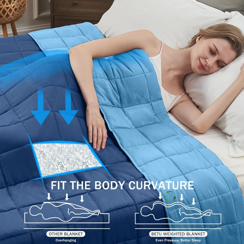 BETU Blue Weighted Blanket for Adults 20lbs, 48"x72"l Twin Full Size Cooling Heavy Throw Blanket for 130-220lbs, Microfiber Soft Thick Big Blankets Weighted Comforter Gifts for Sleeping - Image 2