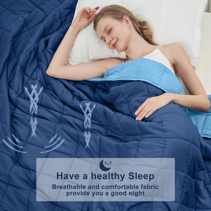 BETU Blue Weighted Blanket for Adults 20lbs, 48"x72"l Twin Full Size Cooling Heavy Throw Blanket for 130-220lbs, Microfiber Soft Thick Big Blankets Weighted Comforter Gifts for Sleeping - Image 3