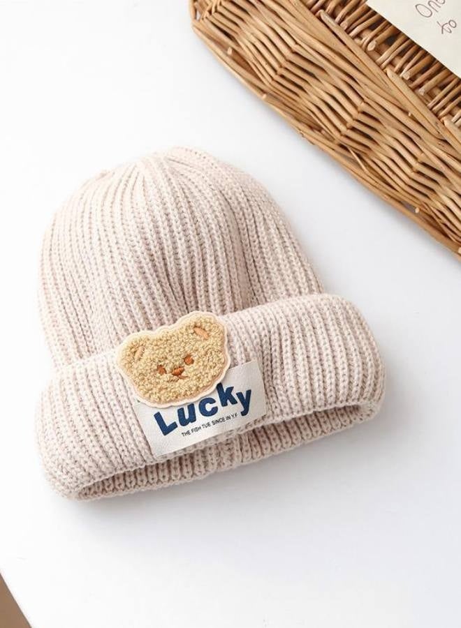 Lucky Baby Boy Girl Winter Hat Cute Bear Pattern Knit Warm Newborn Cap Soft Knit Beanie Toddler Hats - Image 3
